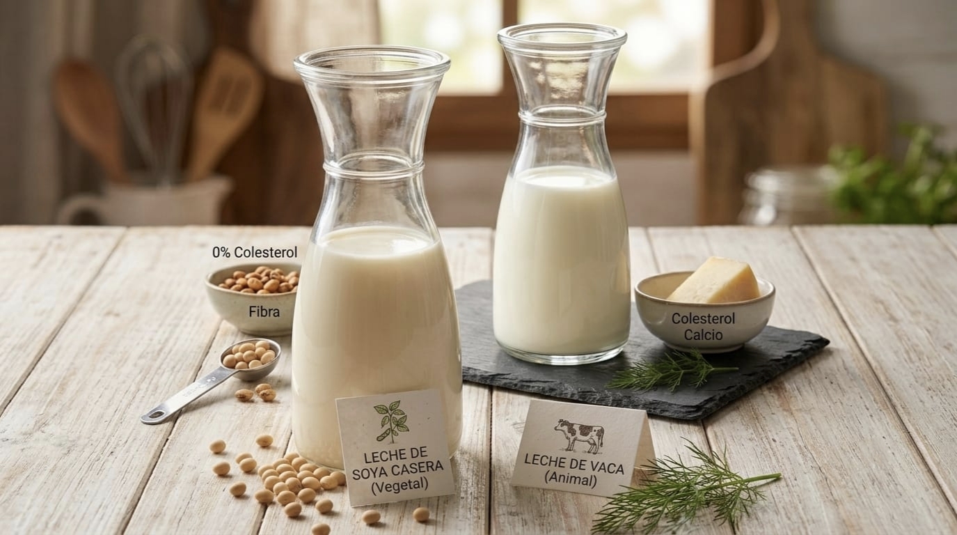 Diferencias entre leche de soya y leche de vaca